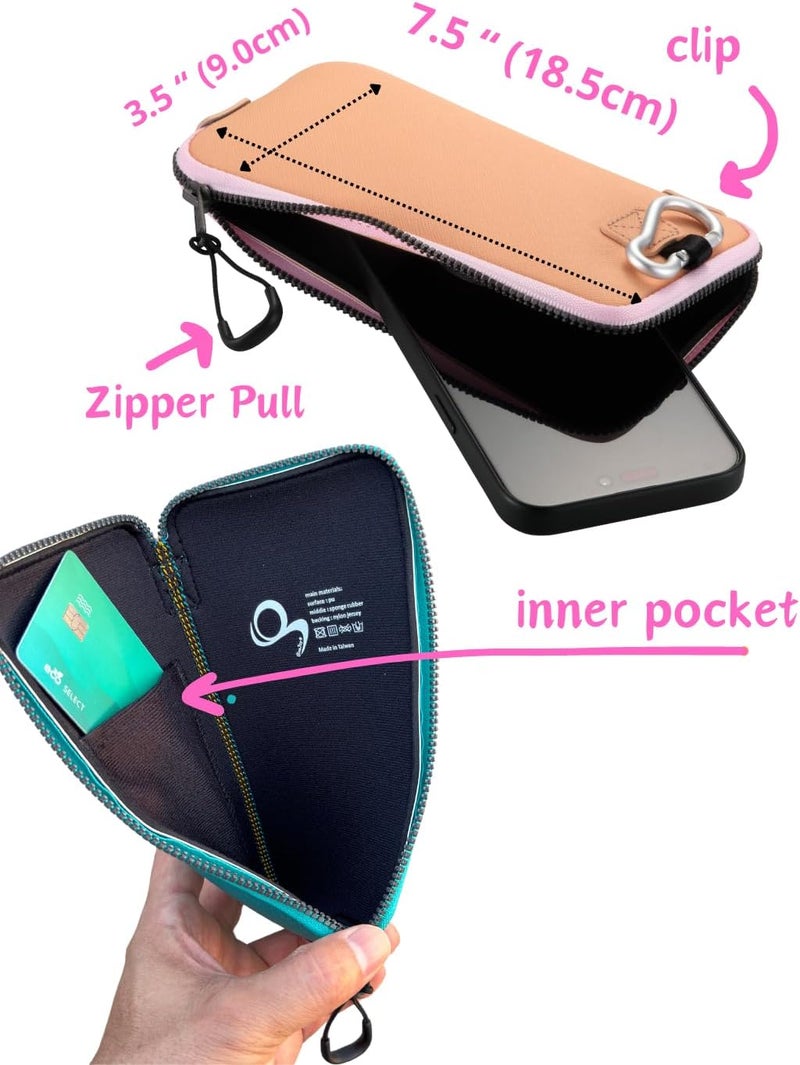 OneJoy Phone Sleeve Lightweight Cell Phone Pouch for Mobile Protection, Slim Fit and Durable, with Clip-on for Easy Carrying, enough for 6.1" to 6.9" Cellphone [ Peach ] - Image 4
